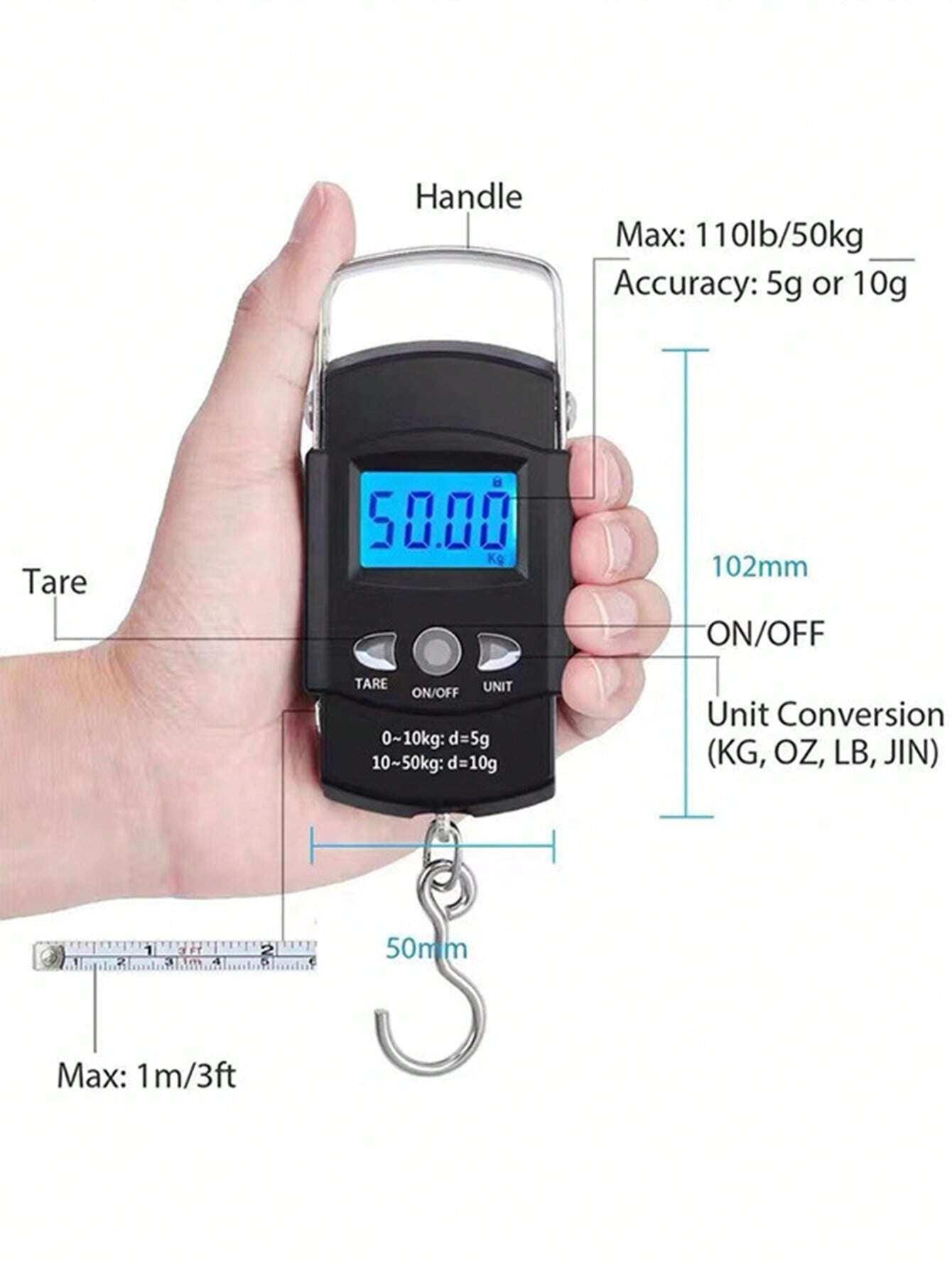 Travel Accessories Kit Bag - Electronic Portable Scale 10G-50kg Luggage Hanging