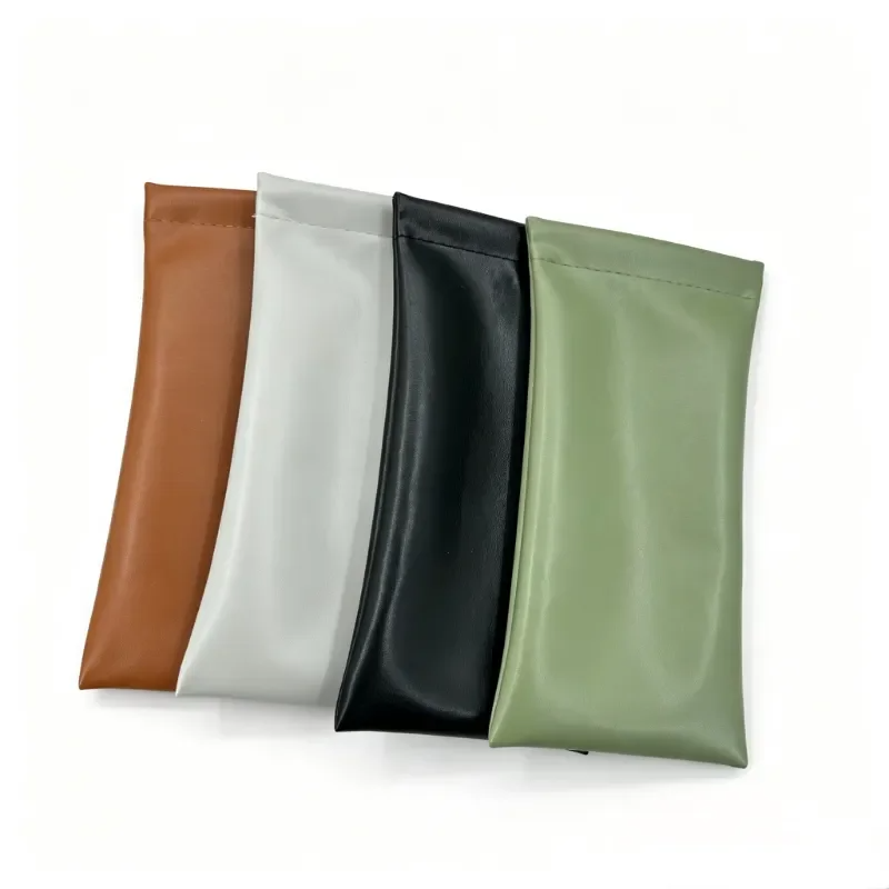 Travel Accessories Pouch For Men - Soft PU Leather Sunglasses Case, Self-Closing