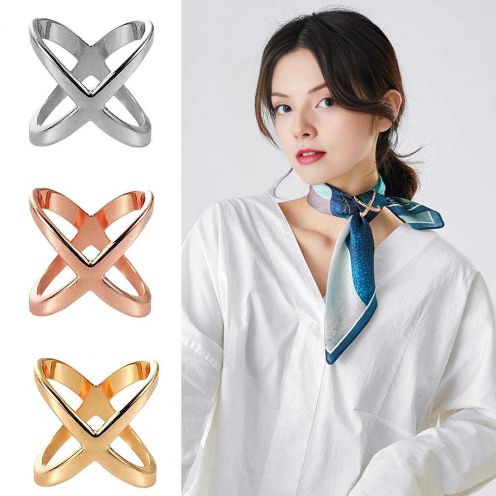 Travel Accessories Gifts For Women - X-Shaped Scarf Clips Elegant Silk Scarf