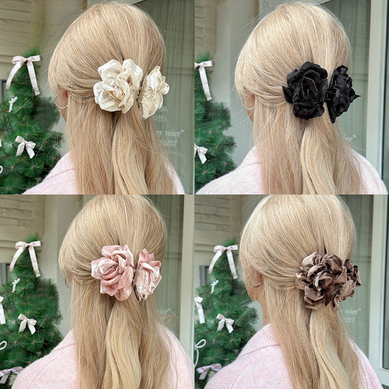 Ins Velvet Rose Hair Claw Clip - Travel Accessories For Girls 리뷰 및 가격